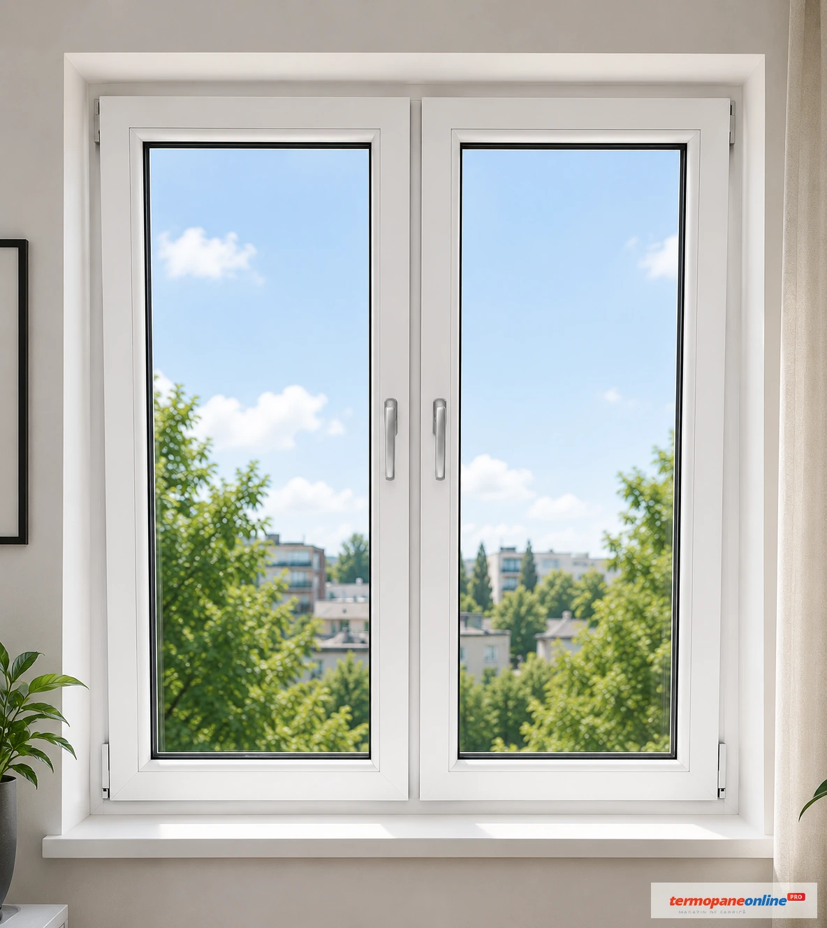Fereastră Rehau Euro-Design 70 1350x1300mm 2 Canate - Oscilobatantă + Oscilobatantă