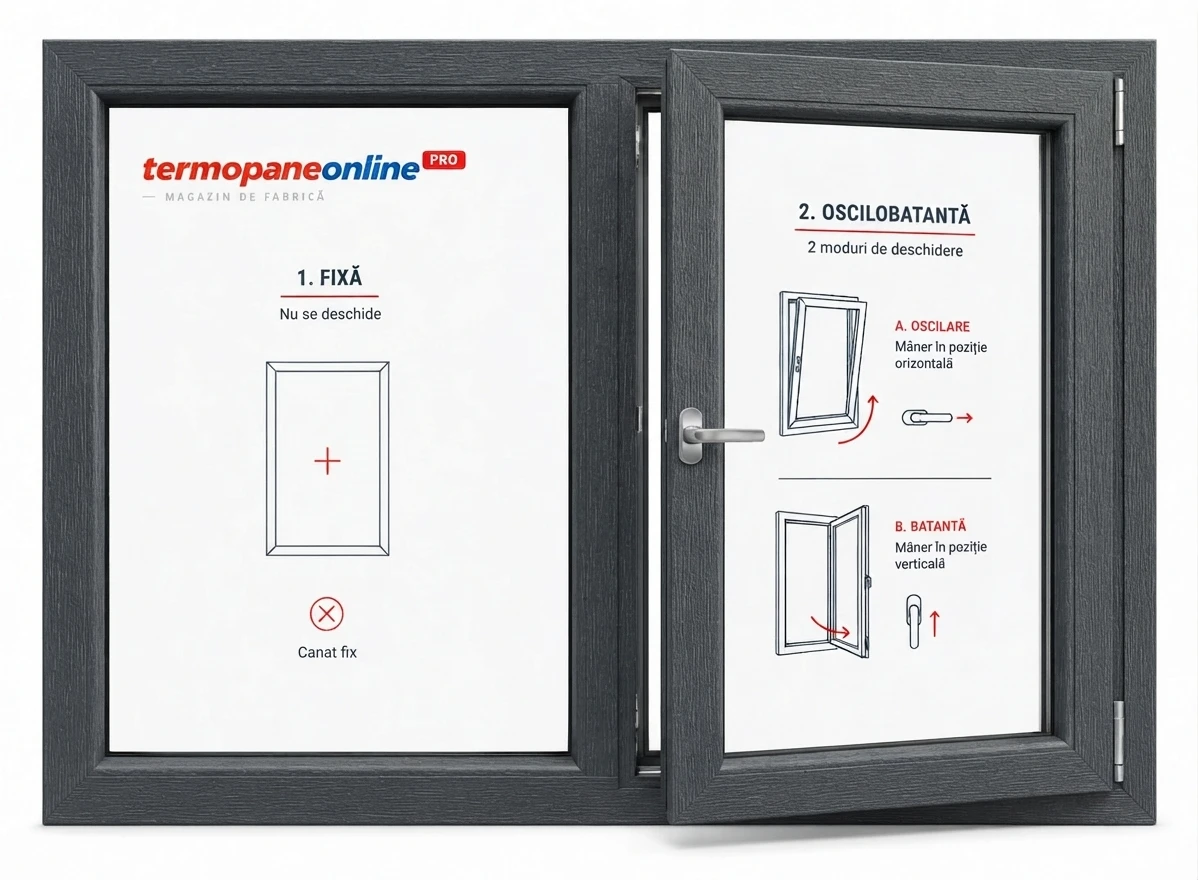 Fereastră Tripan Ramplast Solid 800 1760x1160mm 2 Canate - Gri Antracit