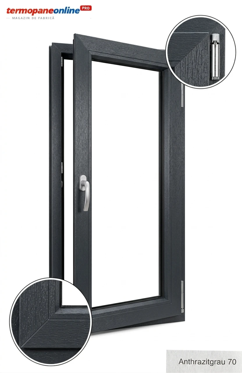 Fereastră Termopan Gealan S8000 560x860mm 1 Canat - Gri Antracit