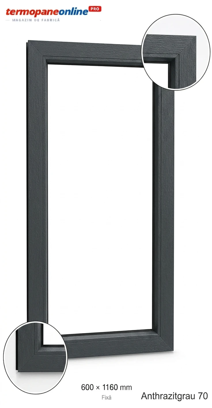 Fereastră fixă Tripan Salamander bluEvolution 82 600x1160mm Gri Antracit