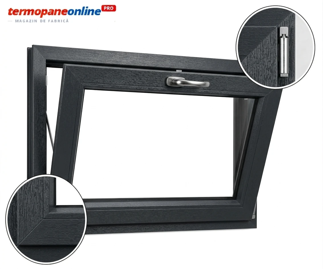 Fereastră Tripan Gealan S9000 600x500mm 1 Canat - Gri Antracit