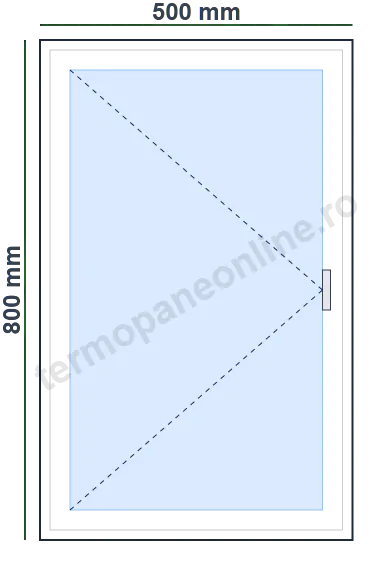 Fereastră Rehau Euro 70 (70mm) 500x800mm 1 Canat