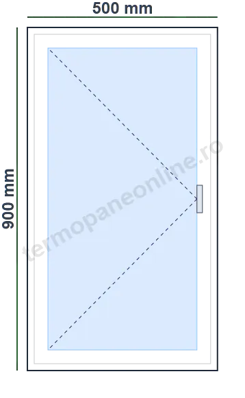 Fereastră Rehau Euro 70 (70mm) 500x900mm 1 Canat