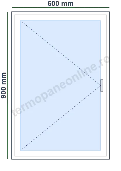 Fereastră Rehau Euro 70 (70mm) 600x900mm 1 Canat