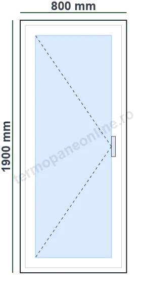 Fereastră Rehau Euro 70 (70mm) 800x1900mm 1 Canat