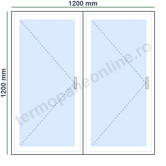 Fereastră Salamander 72 (5 camere) 1200x1200mm 2 Canate