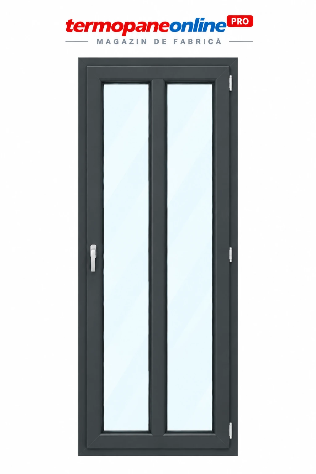 Ușă intrare exterior PVC Ramplast Solid 400 860x2050mm 1 Canat Montant Vertical Deschidere Dreapta - Gri Antracit