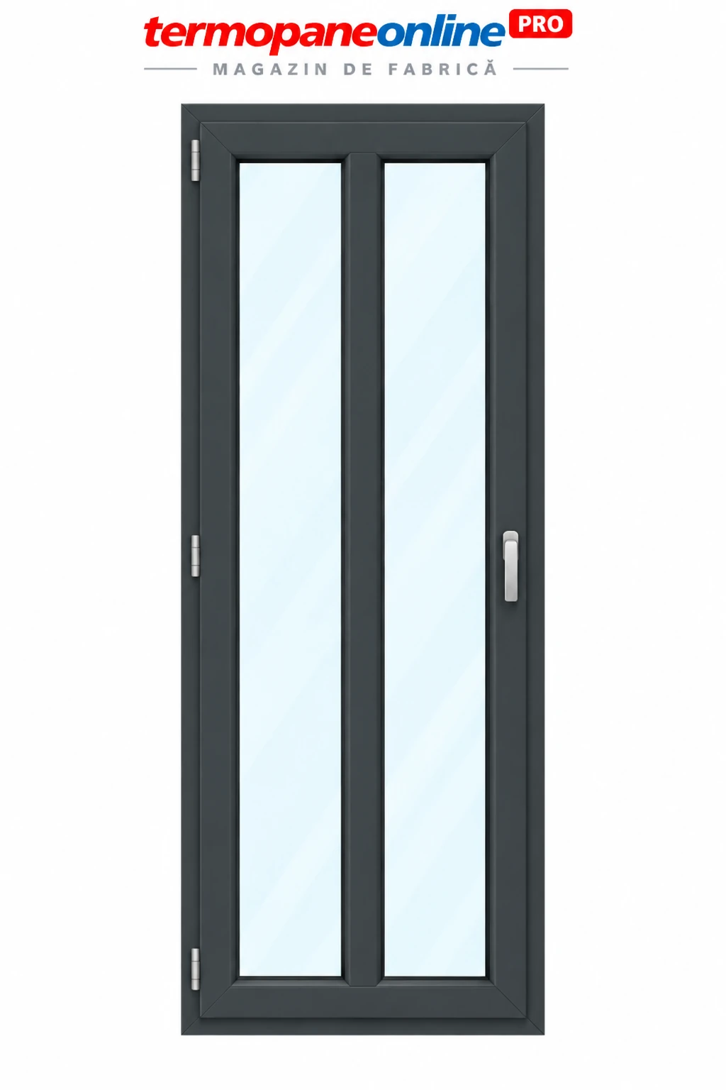 Ușă intrare exterior PVC Ramplast Solid 400 860x2050mm 1 Canat Montant Vertical Deschidere Stânga - Gri Antracit