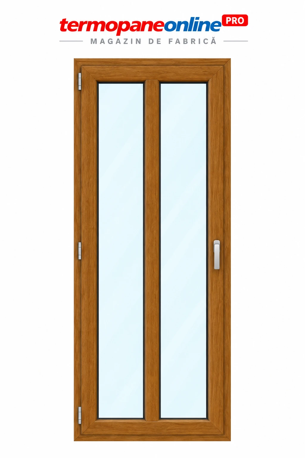 Ușă intrare exterior PVC Ramplast Solid 400 860x2050mm 1 Canat Montant Vertical Deschidere Stânga - Stejar Auriu