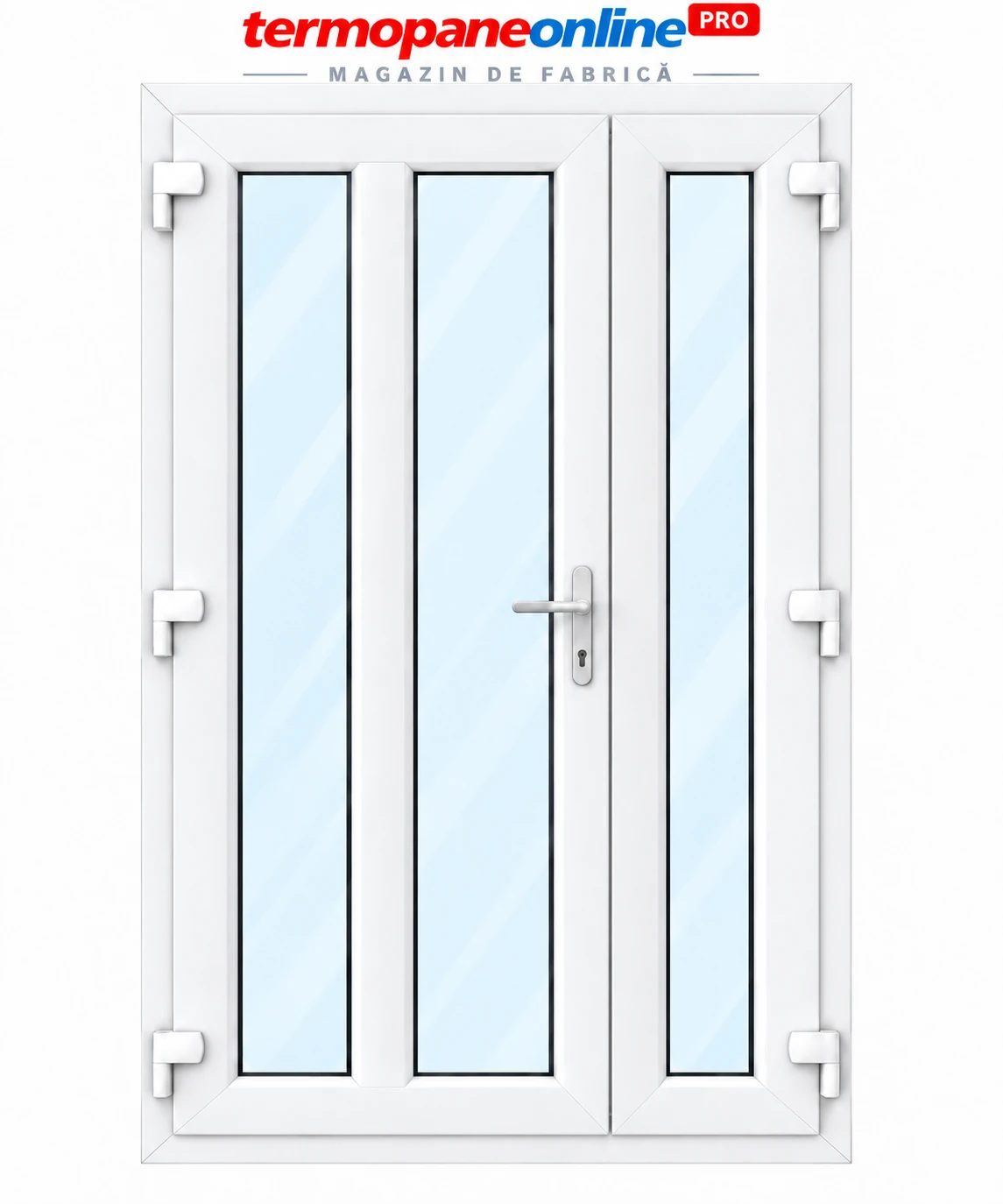 Ușă intrare exterior PVC Ramplast Solid 400 1250x2050mm 2 Canate Montant Vertical Deschidere Stânga - Alb